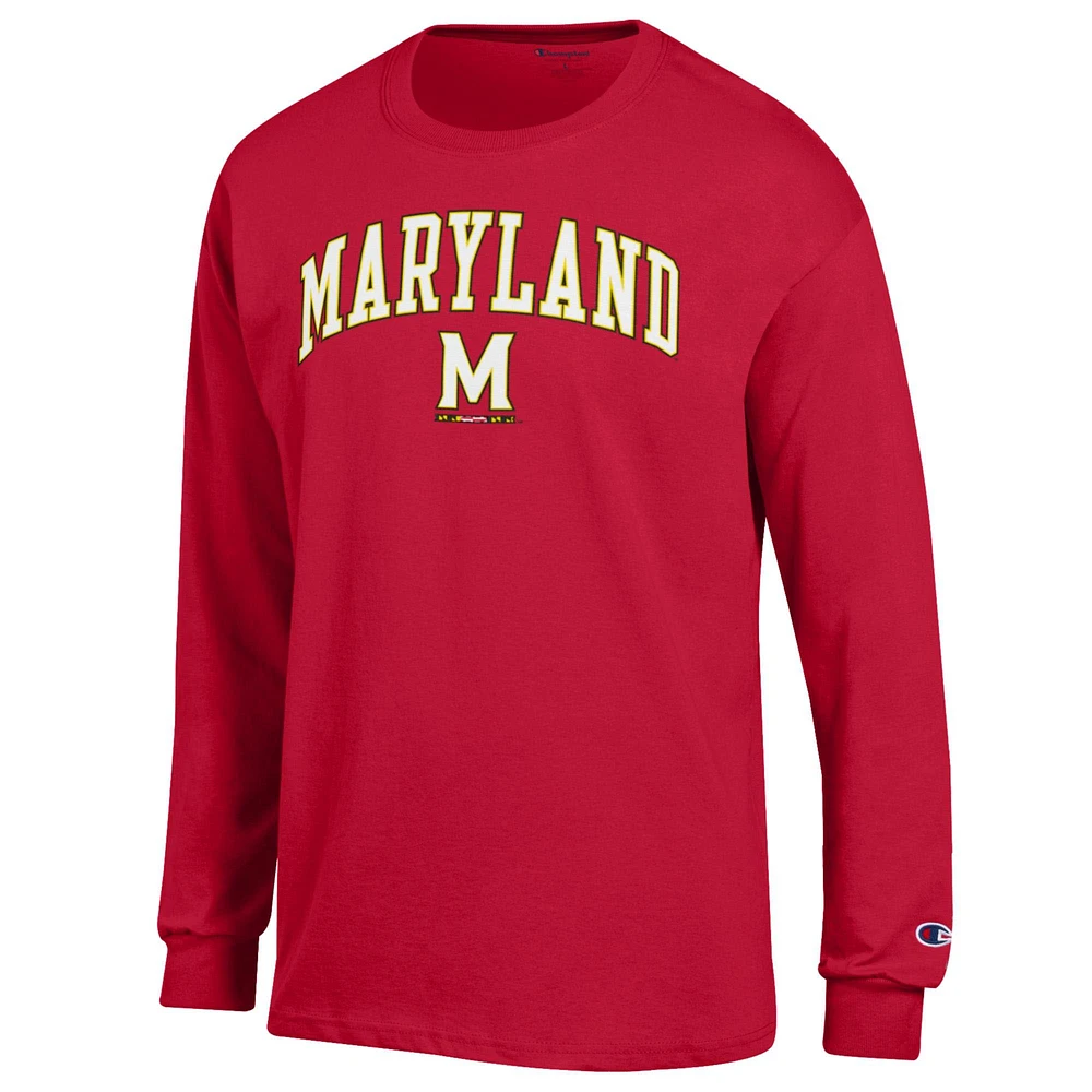 Men's Champion Red Maryland Terrapins Arch Over Logo Long Sleeve T-Shirt
