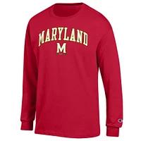 Men's Champion  Red Maryland Terrapins Arch Over Logo Long Sleeve T-Shirt
