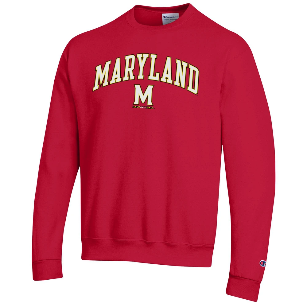 Men's Champion  Red Maryland Terrapins Arch Over Logo Pullover Sweatshirt