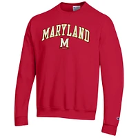 Men's Champion  Red Maryland Terrapins Arch Over Logo Pullover Sweatshirt