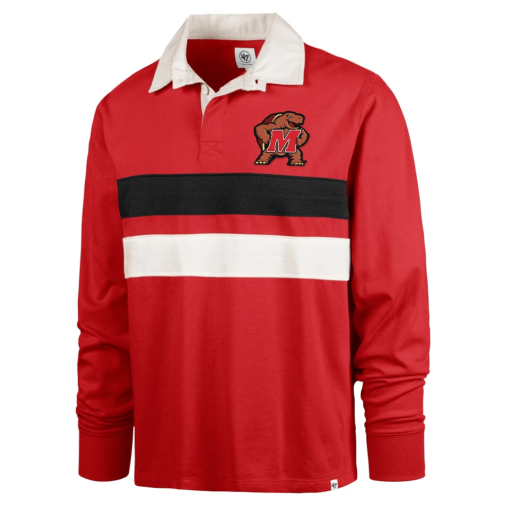 Men's '47 Red Maryland Terrapins Clubhouse Knox Thames Long Sleeve Rugby Polo