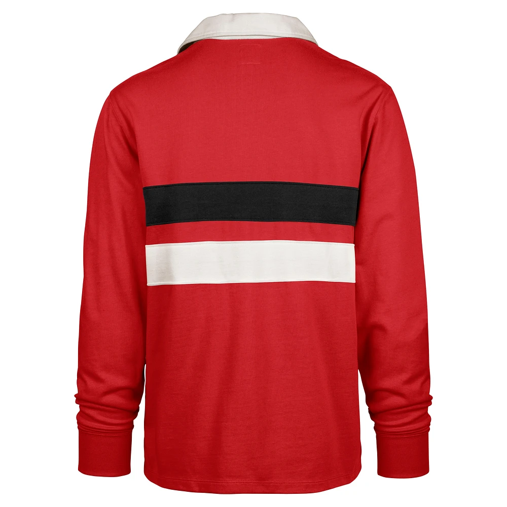 Men's '47 Red Maryland Terrapins Clubhouse Knox Thames Long Sleeve Rugby Polo
