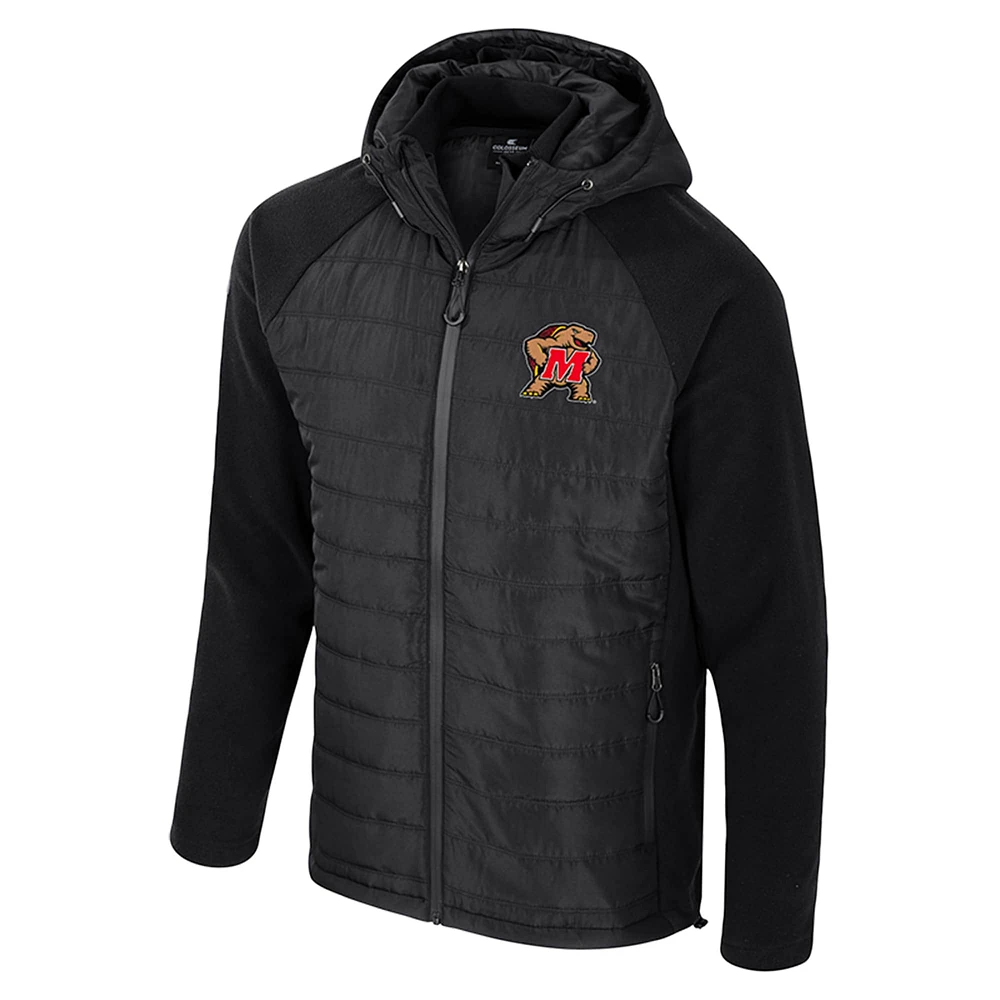 Men's Colosseum  Black Maryland Terrapins Block The Sun Full-Zip Hoodie Jacket