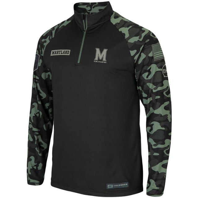 Colosseum Black Maryland Terrapins OHT Military Appreciation Take Flight Raglan Quarter-Zip Jacket pour homme