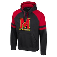 Men's Colosseum  Black Maryland Terrapins Todd Raglan Pullover Hoodie