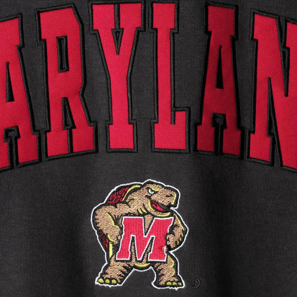 Men's Colosseum Charcoal Maryland Terrapins Arch & Logo Crew Neck Sweatshirt
