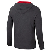 T-shirt à capuche manches longues Henley pour homme Colosseum Charcoal Maryland Terrapins Dujour Ralgan