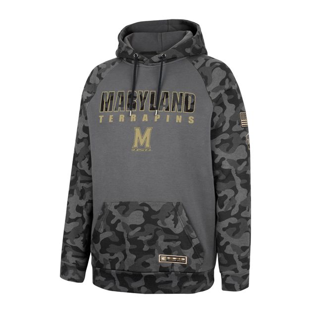 Colosseum Charcoal Maryland Terrapins OHT Military Appreciation Camo Stack Raglan Sweat à capuche pour homme