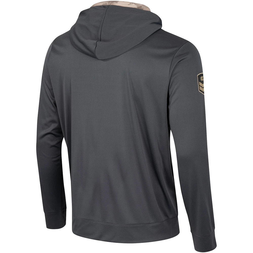 Men's Colosseum Charcoal Maryland Terrapins OHT Military Appreciation Long Sleeve Hoodie T-Shirt