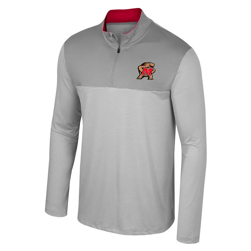 Men's Colosseum Gray Maryland Terrapins Tuck Quarter-Zip Top