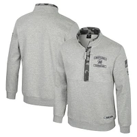 Veste polaire à fermeture éclair quart de tour Colosseum Heather Gray Maryland Terrapins OORAH OHT Military Appreciation pour homme