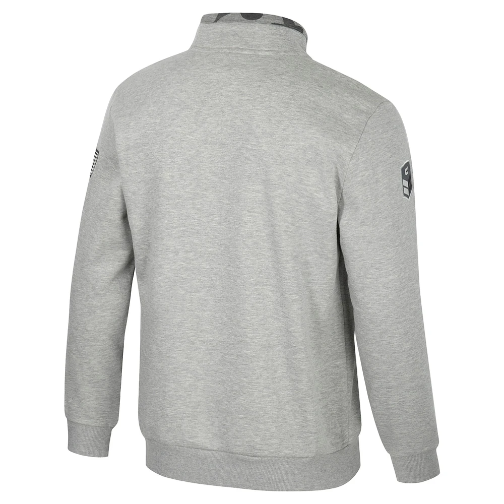 Veste polaire à fermeture éclair quart de tour Colosseum Heather Gray Maryland Terrapins OORAH OHT Military Appreciation pour homme
