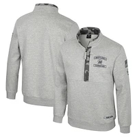 Veste polaire à fermeture éclair quart de tour Colosseum Heather Gray Maryland Terrapins OORAH OHT Military Appreciation pour homme