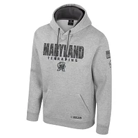 Men's Colosseum Heather Gray Maryland Terrapins Oorah OHT Military Appreciation Pullover Hoodie