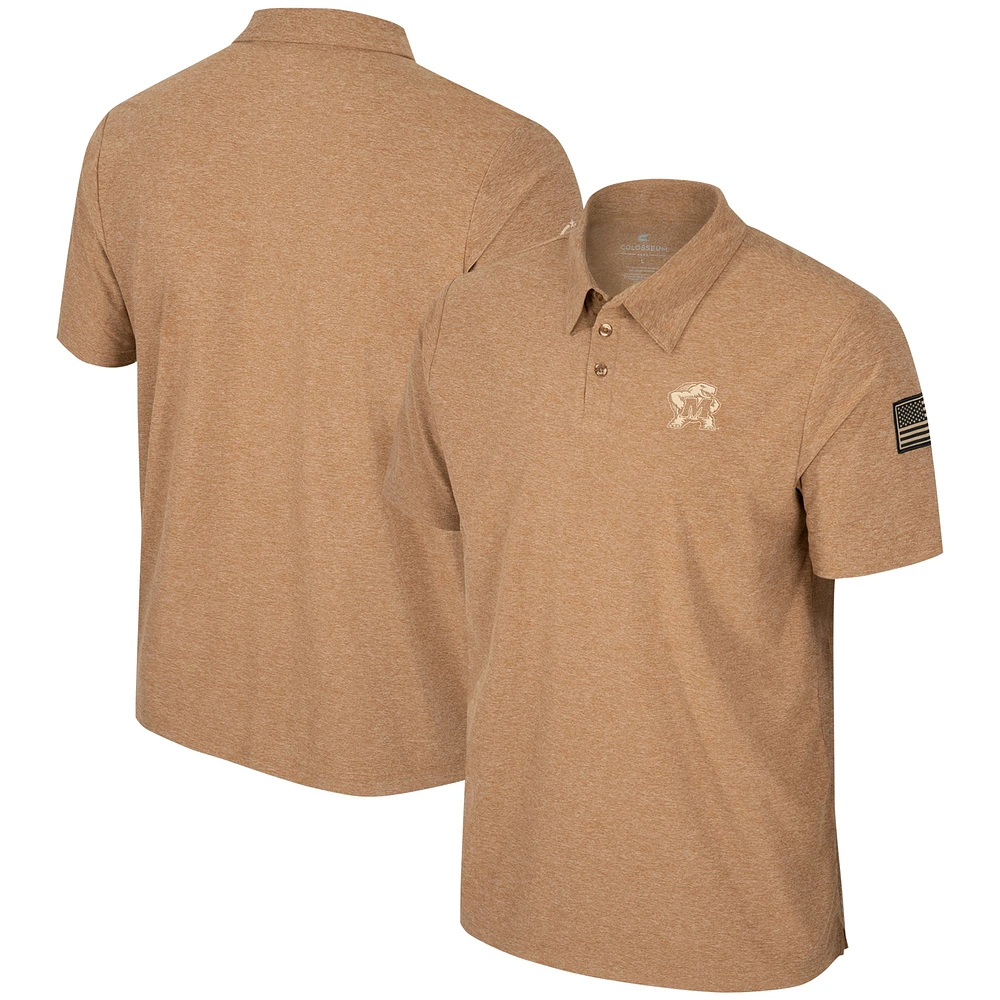 Polo du désert en jersey pour hommes Colosseum kaki Maryland Terrapins OHT Military Appreciation Cloud
