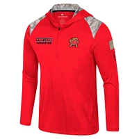 Men's Colosseum Red Maryland Terrapins OHT Military Appreciation Quarter-Zip Hoodie Jacket