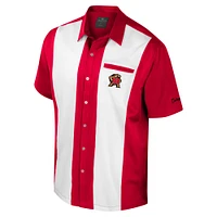 Men's Colosseum Red Maryland Terrapins Strike Bowling Button-Up Shirt