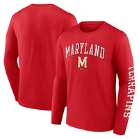 Men's Fanatics Red Maryland Terrapins Distressed Arch Over Logo Long Sleeve T-Shirt