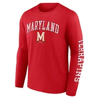 Men's Fanatics Red Maryland Terrapins Distressed Arch Over Logo Long Sleeve T-Shirt