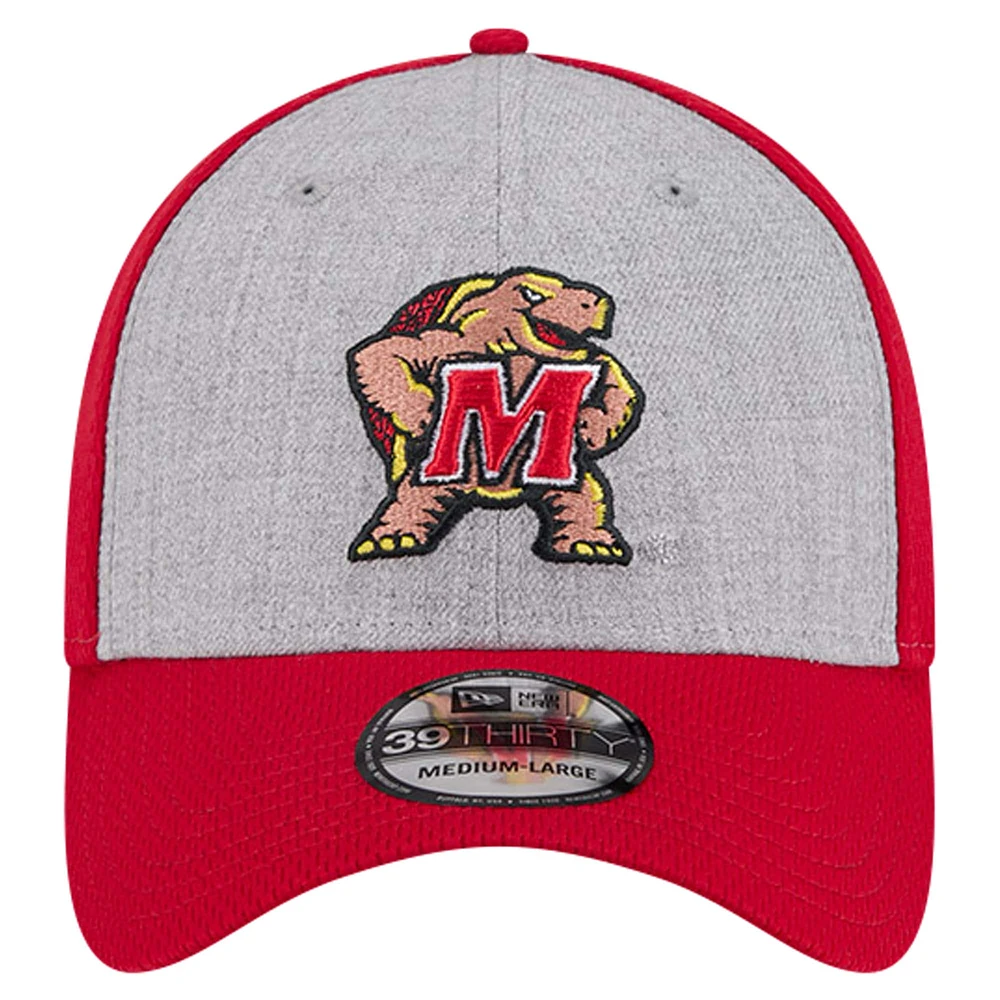 Men's New Era Heather Gray/Red Maryland Terrapins Two-Tone 39THIRTY Flex Hat