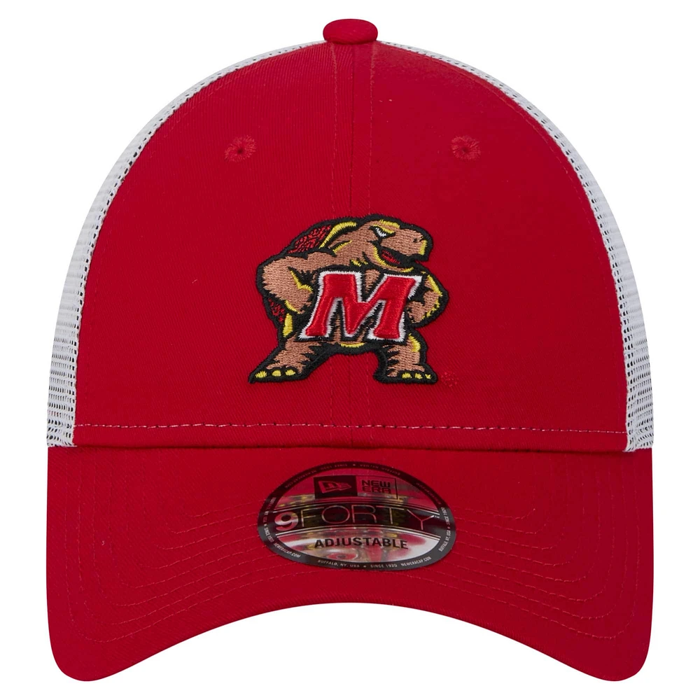 Men's New Era  Red Maryland Terrapins Trucker 9FORTY Adjustable Hat