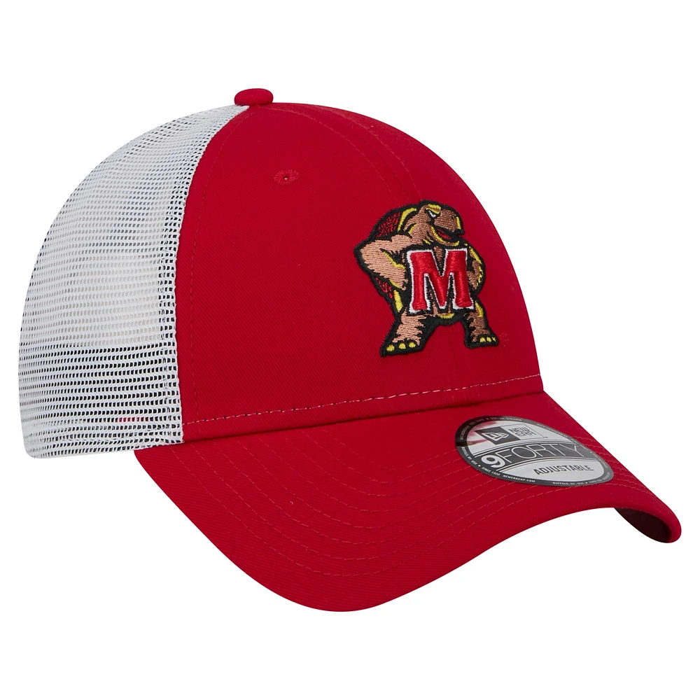 Men's New Era  Red Maryland Terrapins Trucker 9FORTY Adjustable Hat