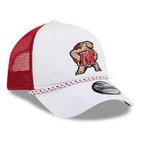 Men's New Era White/Red Maryland Terrapins Court Sport Foam A-Frame 9FORTY Adjustable Trucker Hat