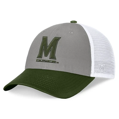 Casquette réglable pour hommes, haut du monde, gris/vert, Maryland Terrapins OHT, badge d'appréciation militaire, camionneur