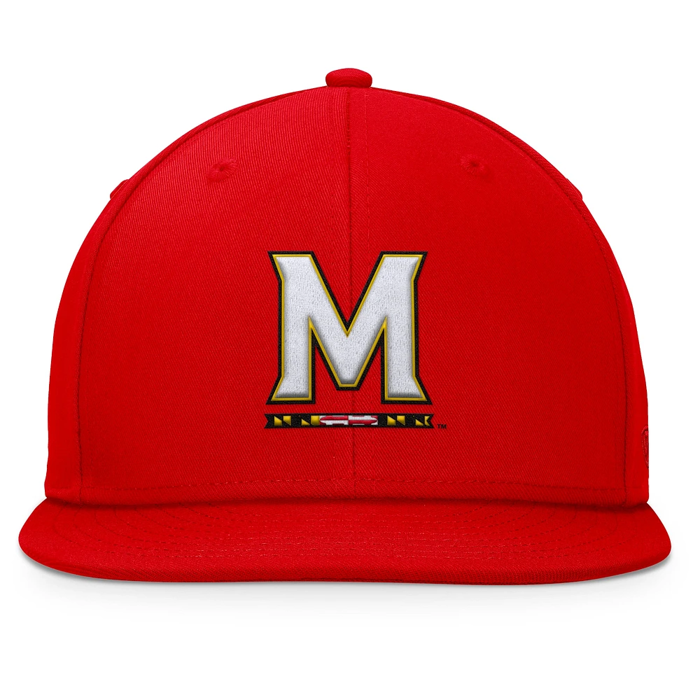 Men's Top of the World Red Maryland Terrapins Fundamental Snapback Hat