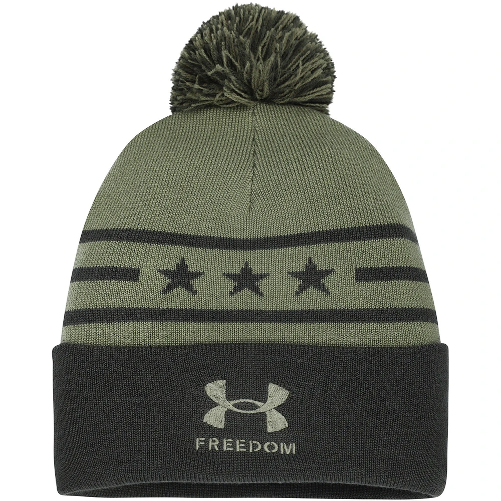Men's Under Armour Forest Green Maryland Terrapins Freedom Collection Cuffed Knit Hat with Pom