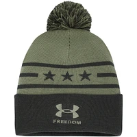 Men's Under Armour Forest Green Maryland Terrapins Freedom Collection Cuffed Knit Hat with Pom
