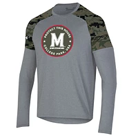 Men's Under Armour Heathered Gray/Camo Maryland Terrapins Freedom Long Sleeve T-Shirt