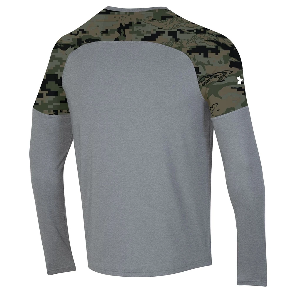 Men's Under Armour Heathered Gray/Camo Maryland Terrapins Freedom Long Sleeve T-Shirt