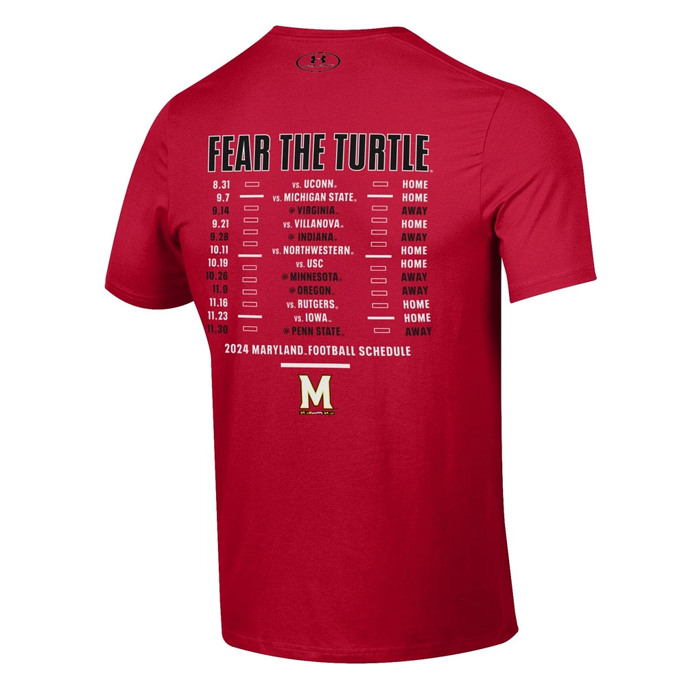 Men's Under Armour Red Maryland Terrapins 2024 Football Schedule Performance T-Shirt