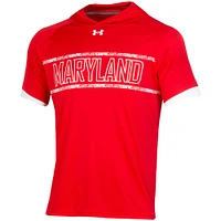 Men's Under Armour Red Maryland Terrapins On-Court Basketball Shooting Hoodie Raglan Performance T-Shirt
