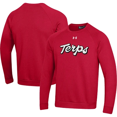 Men's Under Armour Red Maryland Terrapins Script All Day Pullover Sweatshirt