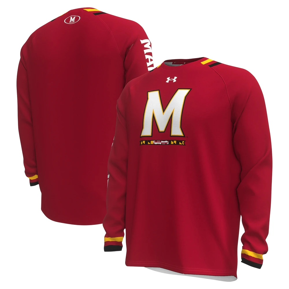 T-shirt rouge à manches longues Under Armour Maryland Terrapins Shooter raglan pour hommes