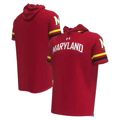 T-shirt à capuche rouge Under Armour Maryland Terrapins Shooter Raglan pour hommes