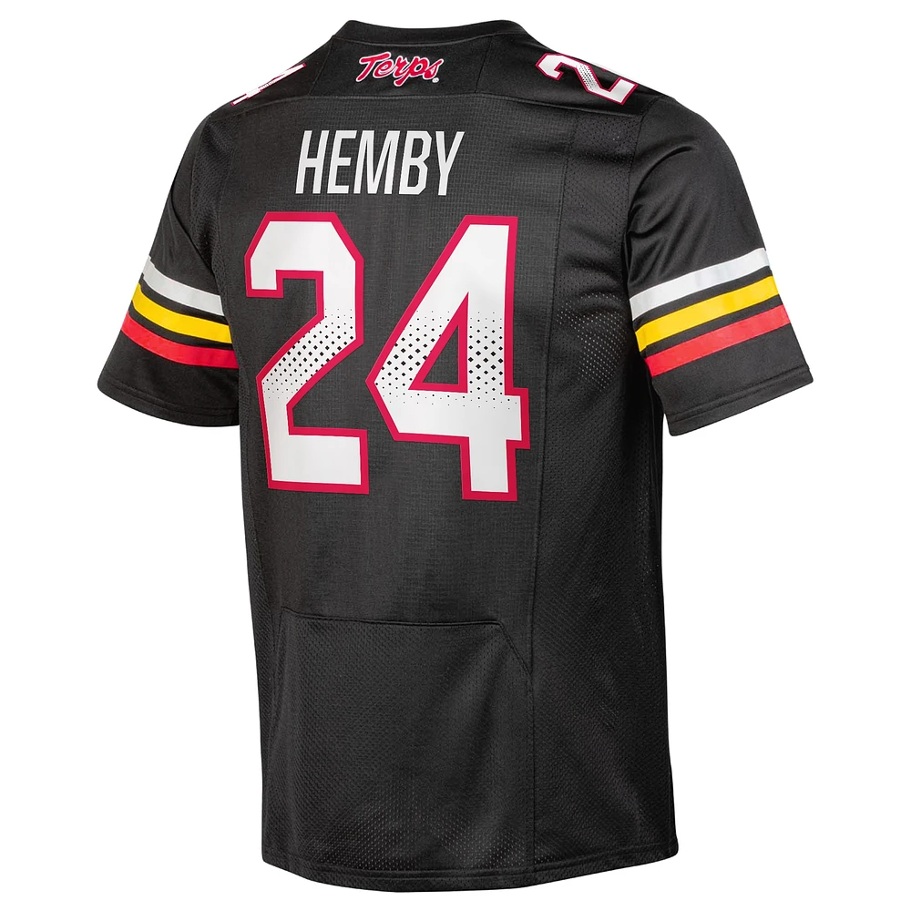 Maillot de football réplique NIL pour homme Under Armour Roman Hemby Black Maryland Terrapins