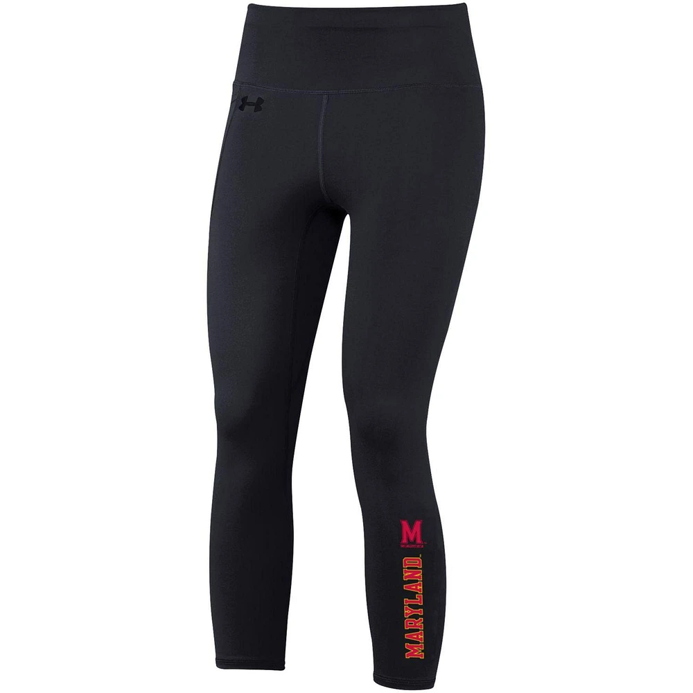 Women's Under Armour Black Maryland Terrapins Motion Performance Ankle-Cropped Leggings