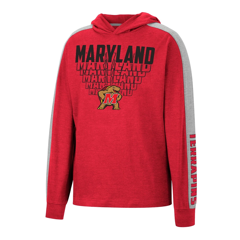 Youth Colosseum Heathered Red Maryland Terrapins Wind Changes Raglan Hoodie T-Shirt