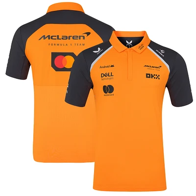 Polo réplique de l'équipe McLaren F1 Team 2025 orange/anthracite pour homme