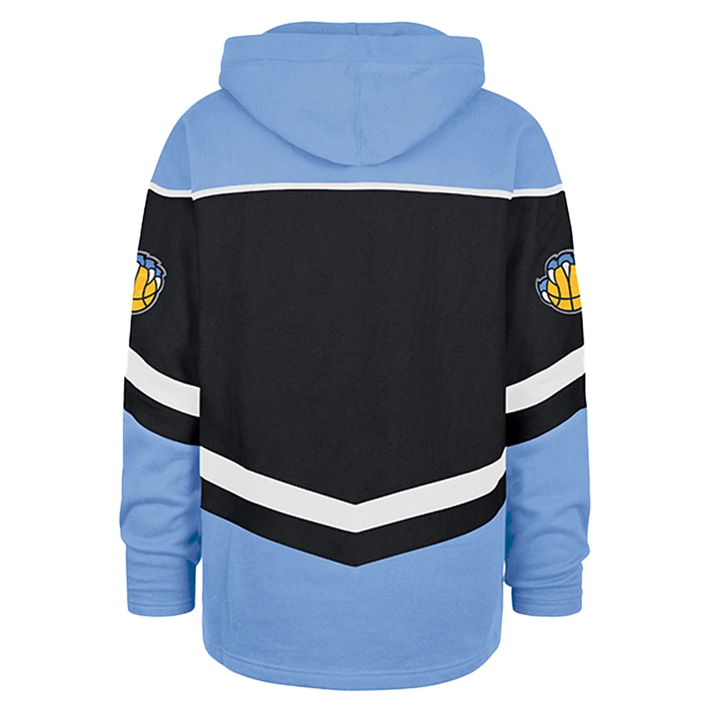 Sweat à capuche surdimensionné lacets en tri-satin pour homme '47 Navy Memphis Grizzlies