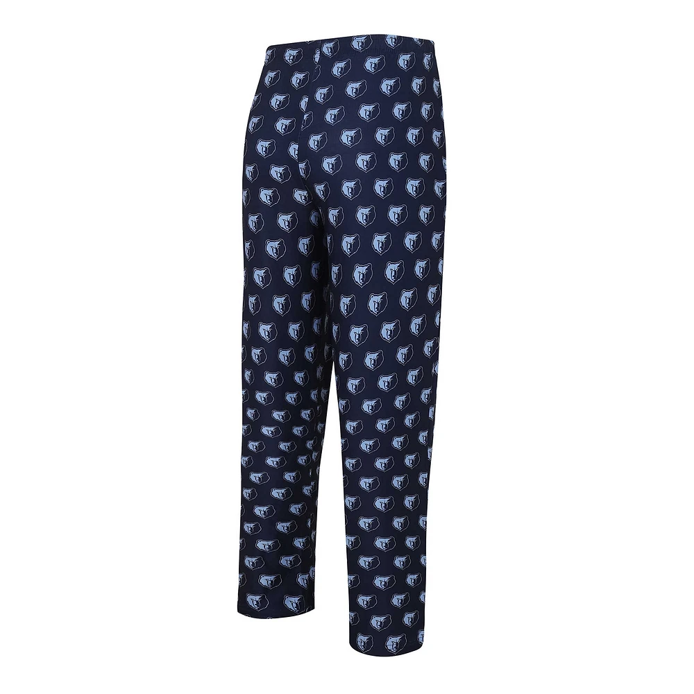Men's Concepts Sport Navy Memphis Grizzlies Gauge Allover Print Pants