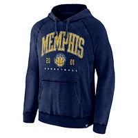 Men's Fanatics Heather Navy Memphis Grizzlies Foul Trouble Snow Wash Raglan Pullover Hoodie