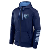 Men's Fanatics  Navy Memphis Grizzlies Baller Defender Performance Full-Zip Hoodie