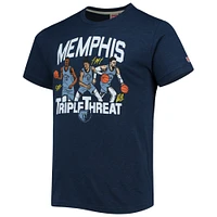 Men's Homage Jaren Jackson Jr./Ja Morant/Dillon Brooks Heathered Navy Memphis Grizzlies Triple Threat Player Tri-Blend T-Shirt