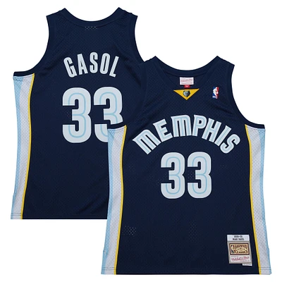 Maillot Mitchell & Ness Marc Gasol bleu marine Memphis Grizzlies 2008/09 Hardwood Classics Swingman Throwback pour hommes