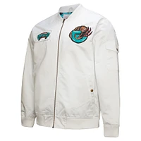 Veste en satin entièrement zippée pour homme Mitchell & Ness Memphis Grizzlies Hardwood Classics Nights Team Leader blanche