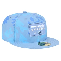 Men's New Era Blue Memphis Grizzlies Palm Fronds 2-Tone 59FIFTY Fitted Hat